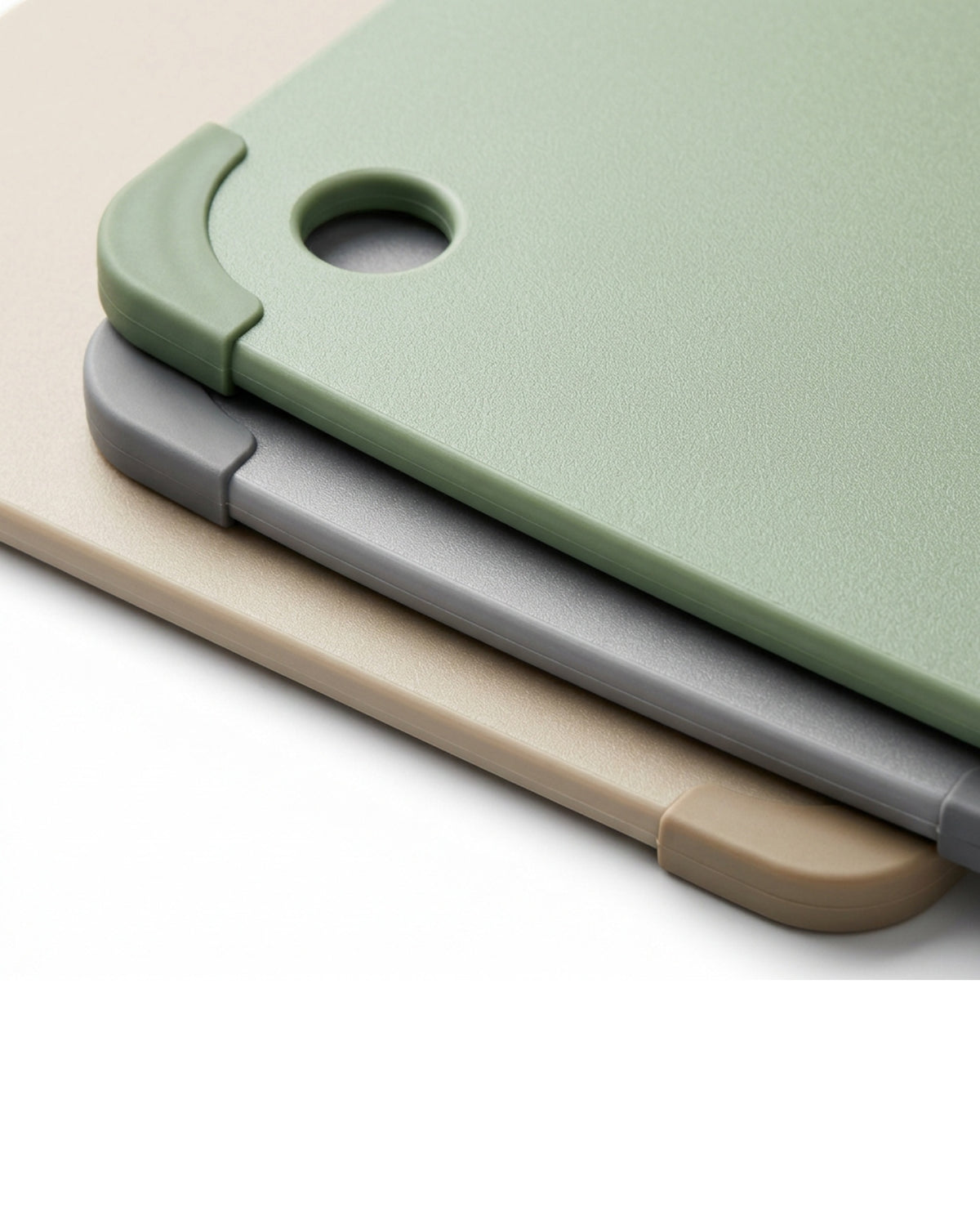 Sokvu Color-Coded HDPE Prep Boards 14 x 10 Inch Sage Gray Sand Set of 3 - Detail view
